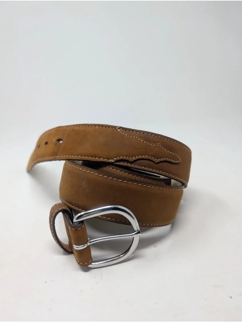Vintage Justin Brown Leather Belt 52 Western Suede